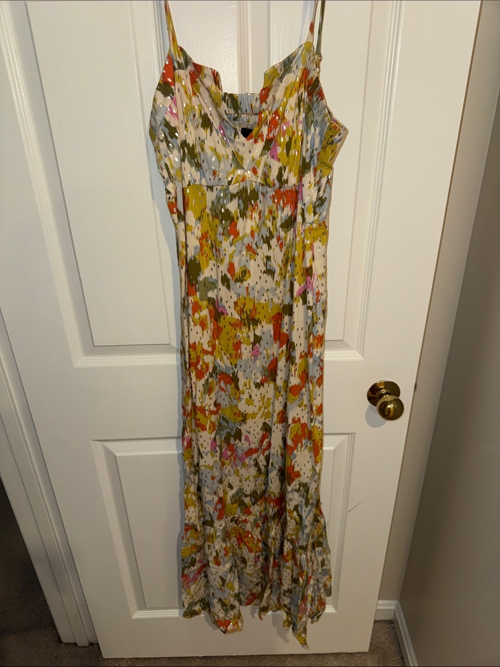 Floral Watercolor Maxi Dress in Mustard, Olive & Pink